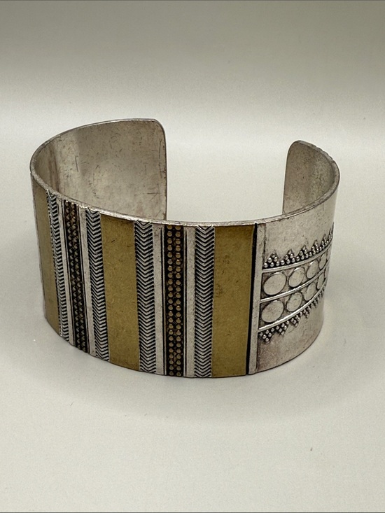 Lucky Brand Jewelry - Lucky Brand VTG Silver Brass Boho Cuff Bracelet Retro Geometric SW Bracelet